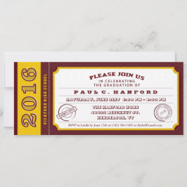 Maroon Red & Gold Ticket Invitation de la fête de 