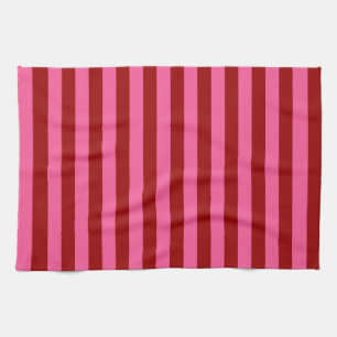 Maroon Red Pink Stripes Design Geschirrtuch