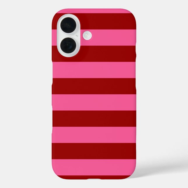 Maroon Red Pink Stripes Design iPhone 16 Hülle (Rückseite)