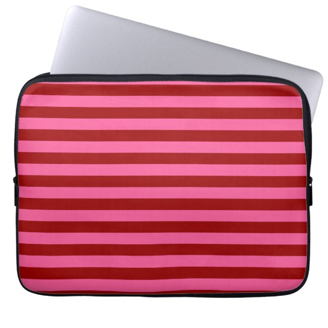 Maroon Red Pink Stripes Design Laptopschutzhülle (Vorderseite)