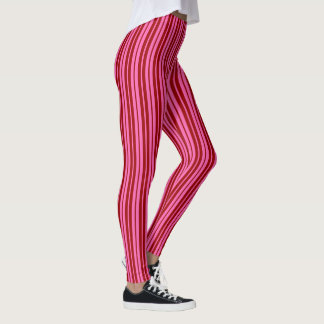 Maroon Red Pink Stripes Design  Leggings