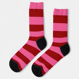Maroon Red Pink Stripes Design Socken