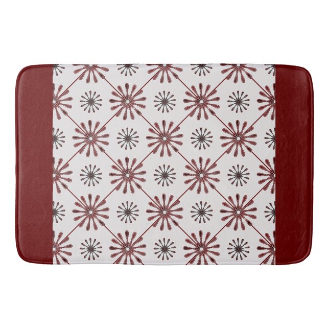 Maroon Red Retro Spiro Geometric Muster Duvet Cov Badematte (Vorderseite)