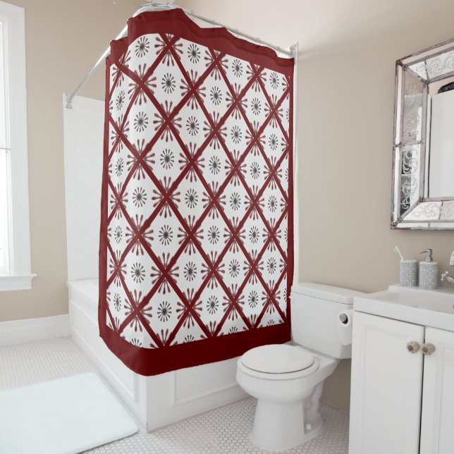 Maroon Red Retro Spiro Geometric Muster Duvet Cov Duschvorhang (Beispiel)