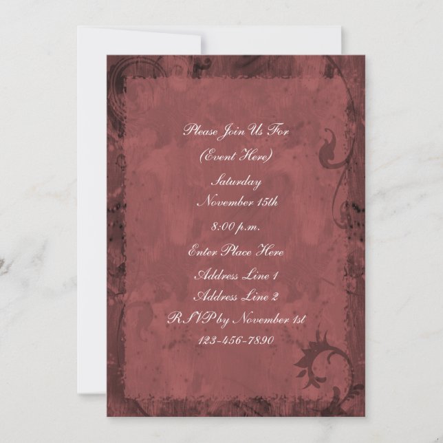 Maroon Red Swirl Design Party Einladung (Vorderseite)