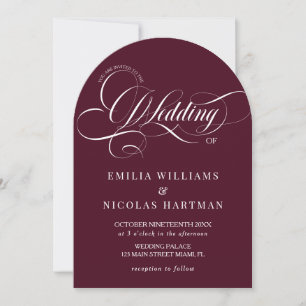 Maroon Red & White Classic alle auf einer Hochzeit Einladung