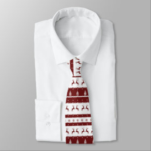 Maroon Reindeer Stripe Weihnachtsmuster Krawatte