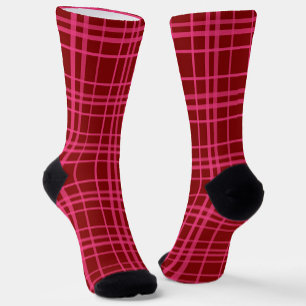 Maroon Rosa Karo Gitter Karomuster Design  Socken