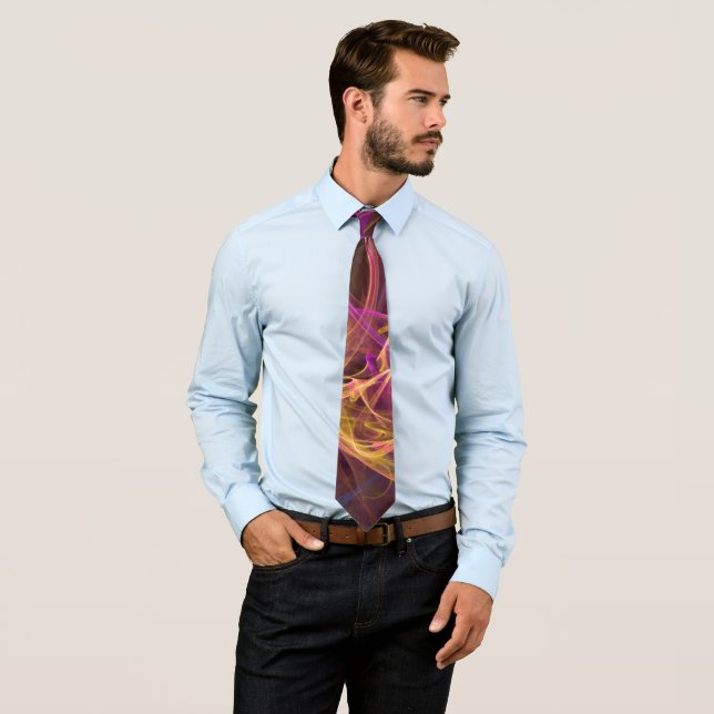 Maroon, Rosa und Gelb, Abstrakter Necktie Krawatte (Beispiel)