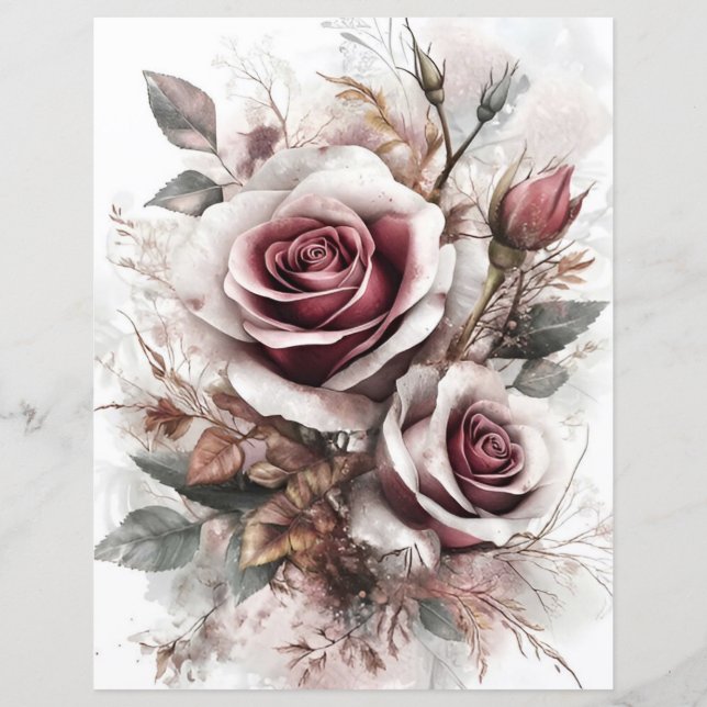 Maroon-Rose-Altpapier (Rückseite)