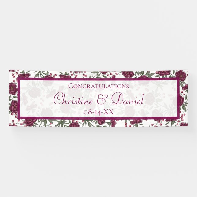 Maroon Rose Hochzeit Banner (Horizontal)