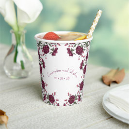Maroon Rose Hochzeit Pappbecher