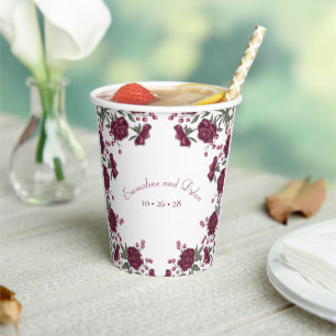 Maroon Rose Hochzeit Pappbecher
