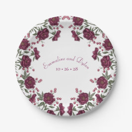 Maroon Rose Hochzeit Pappteller