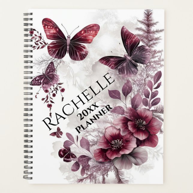 Maroon-Rose und Schmetterlinge Planer (Vorderseite)