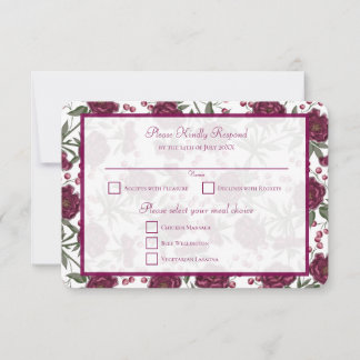 Maroon Rose Wedding RSVP Reply Einladung