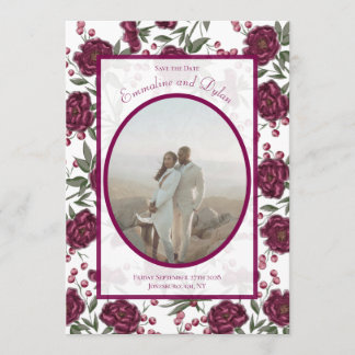 Maroon Rose Wedding Save the Date Einladung