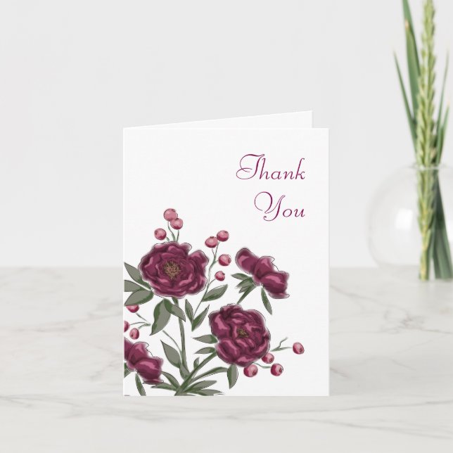 Maroon Rose Wedding Thank You Cards Einladung (Vorderseite)