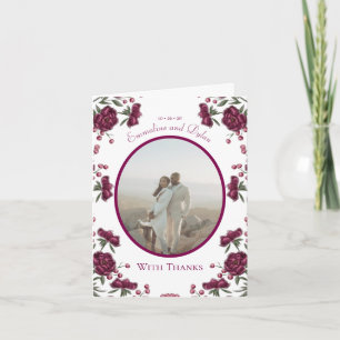 Maroon-Rosen-Hochzeit-Dankeskarten Foto Einladung