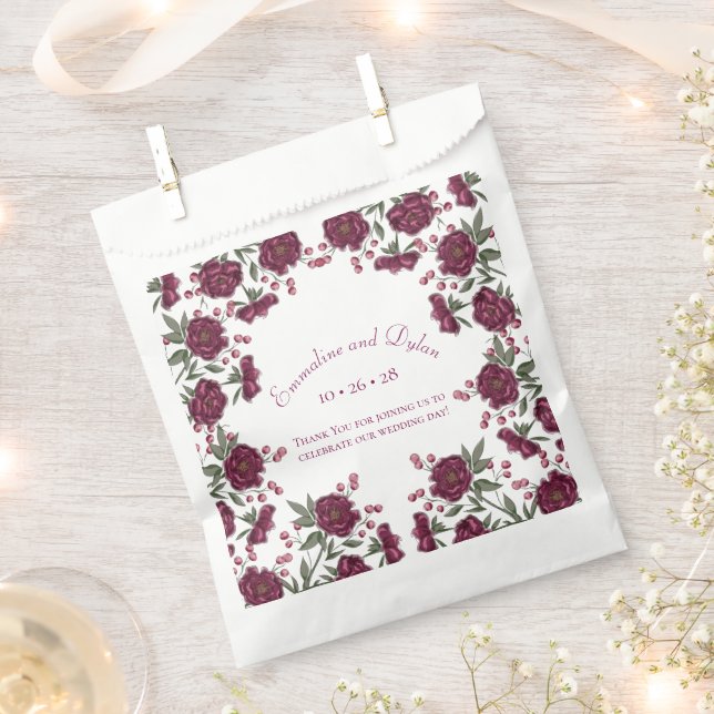 Maroon-Rosen-Hochzeit Geschenktütchen (Ausgeschnitten)