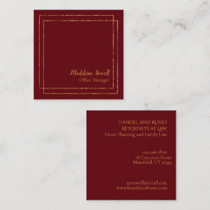Maroon Rot und Gold Moderne Minimalistisch Quadratische Visitenkarte