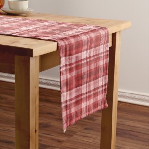 Maroon, Rot und Rosa Tartan Kariert Kurzer Tischläufer