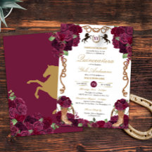 Maroon Rote Rose Floral Western Charra Quinceanera