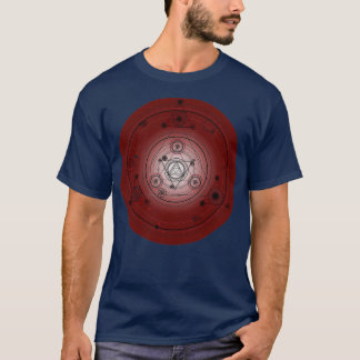 Maroon Rotmandalakreis mit Alchimiesymbolen T-Shirt