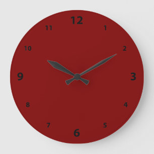 Maroon Round Clock mit Zahlen Große Wanduhr