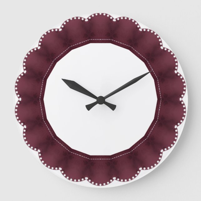 Maroon Round Decorative Frame  Große Wanduhr (Vorderseite)