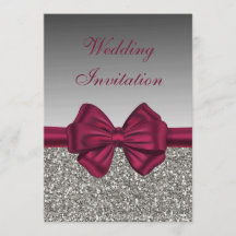Maroon Satin Bow & Silver - Hochzeit