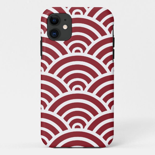 Maroon Scallop Pattern Case-Mate iPhone Hülle (Rückseite)