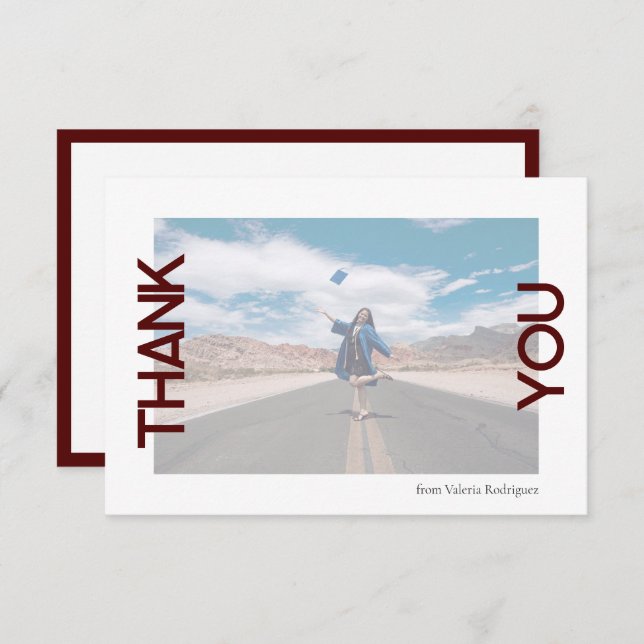 Maroon School Colour Foto Dankeskarte (Vorne/Hinten)