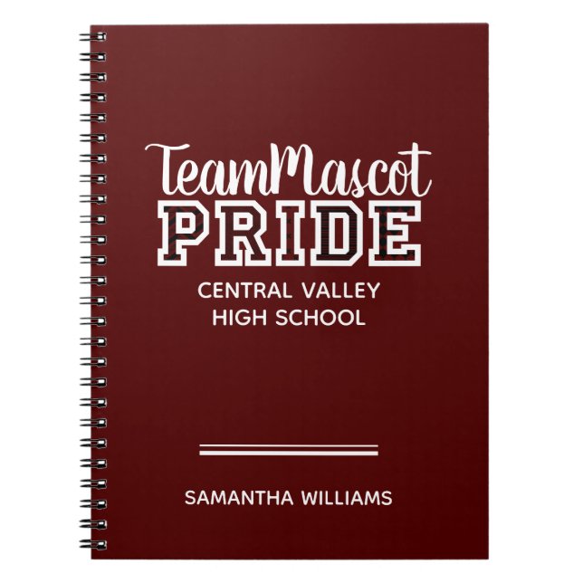 Maroon School Pride Mascot Name Notebook Notizblock (Vorderseite)