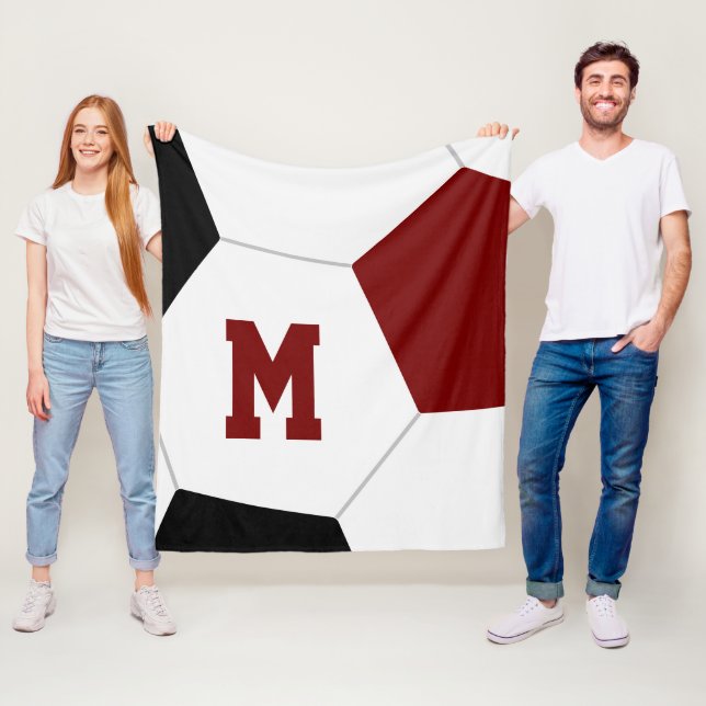 Maroon schwarz oder ANY Team Farben Fußball-Spiele Fleecedecke (Beispiel)