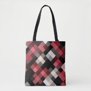 Maroon Schwarz-weiß Kariert Tasche