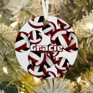 Maroon schwarze Volleyballs mit Athleten Name Sake Ornament Aus Metall