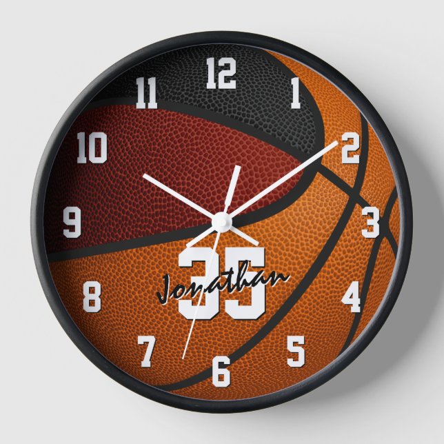 Maroon schwarzen Basketball in seiner Dekoration i Uhr (Vorderseite)