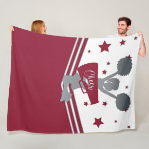 Maroon Silver Stars Cheer Cheerleading Mädchen Fleecedecke
