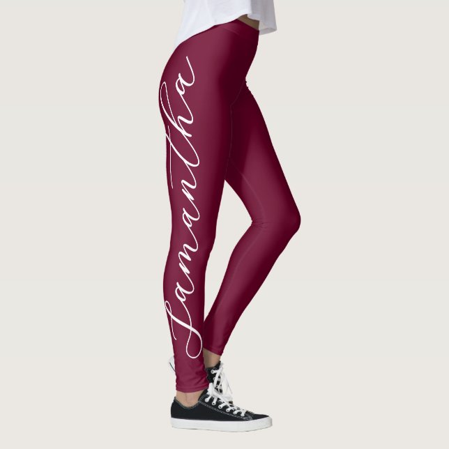 Maroon Solid Color All-Over-Print Leggings (Rechts)