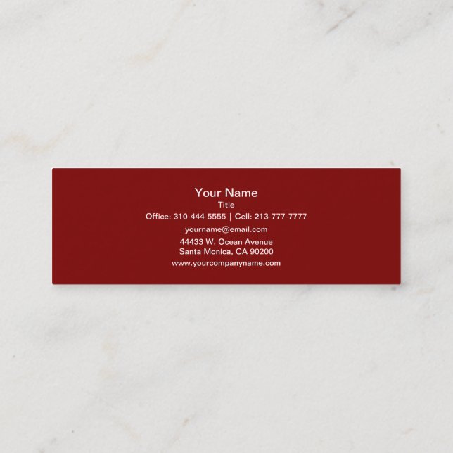 Maroon Solid Color Mini Visitenkarte (Rückseite)