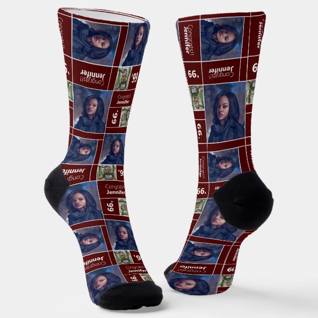 Maroon Square Foto Abschluss Class Year Sounds Socken (Gewinkelt)