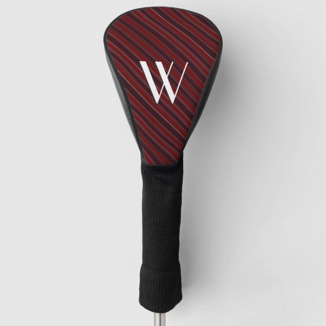 Maroon Stripe Initial Golf Headcover (Vorderseite)