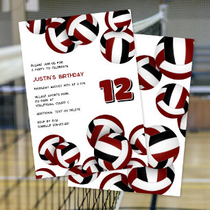 Maroon-Team Farben Volleyballs Jungs Mädchen Gebur Einladung