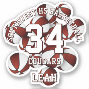 Maroon Team färbt Basketball Cluster-Namen Aufkleber