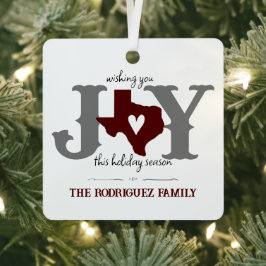 Maroon Texas JOY Foto Holiday Ornament Aus Metall