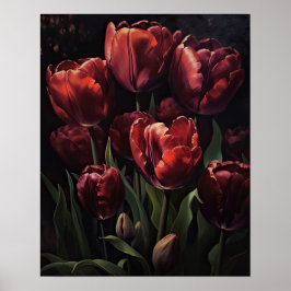 Maroon Tulip Fleurs Art Imprimer Poster