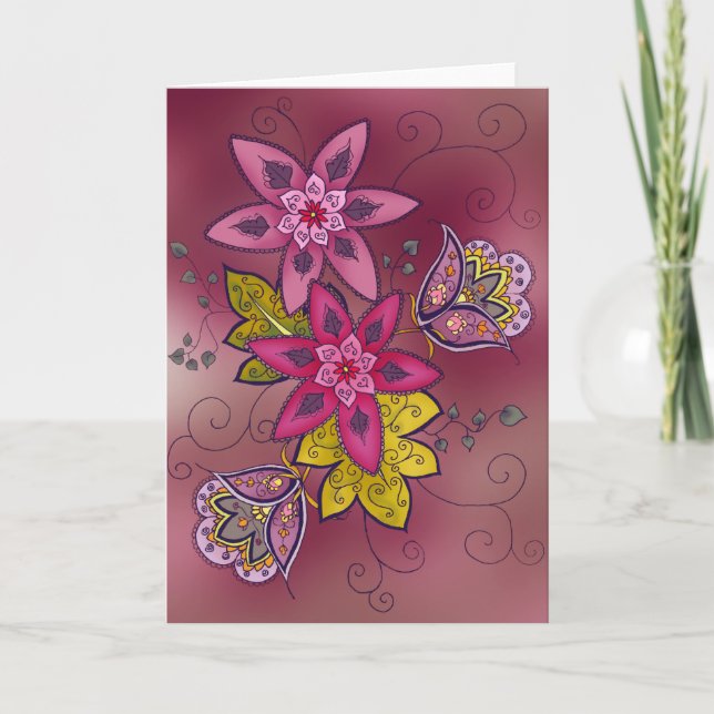 Maroon Tulip Greeting Card (blank) Karte (Vorderseite)