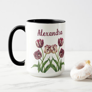 Maroon Tulips mit Name Tasse