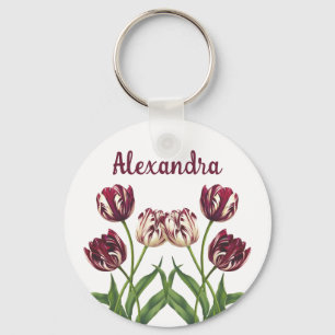 Maroon Tulips mit Namen Schlüsselanhänger